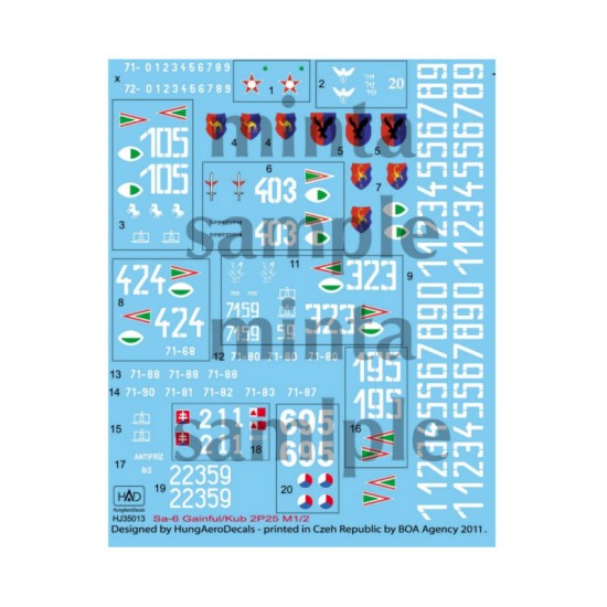 Decals for 1/35 Hungarian, Czech, Slovak 2K12 Kub Sa-6