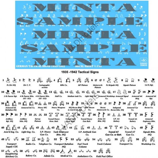 Decals for 1/35 WWII German Tactical Insignias 1935-1942 (decal code: 35033)