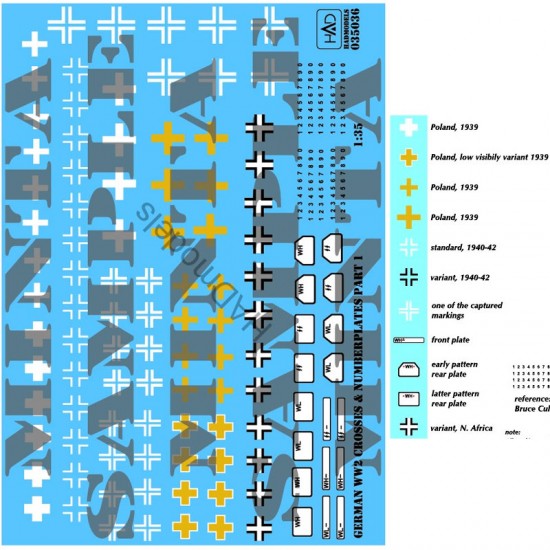 Decals for 1/35 WWII German Crosses part 1 with Number Plates