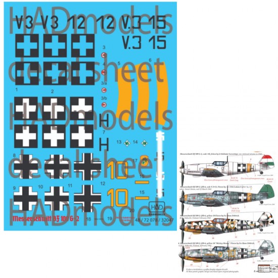Decals for 1/48 Messerschmitt Bf 109 G-2 Matrica