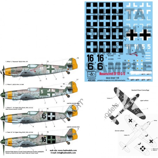 Decals for 1/48 Messerschmitt Bf 109 G-10