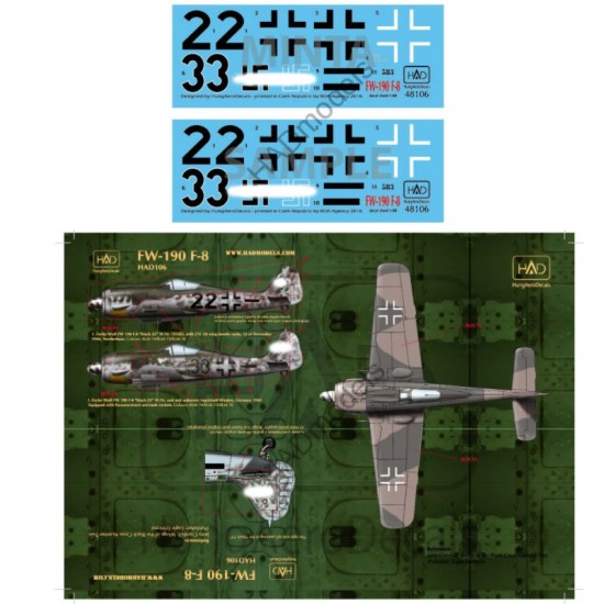 Decals for 1/48 FW 190 F-8 (2 Luftwaffe)