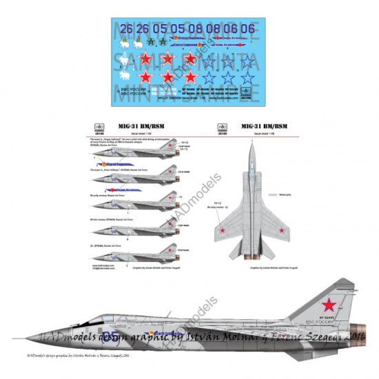 Decals for 1/48 Russian Air Force MiG-31 BM/BSM