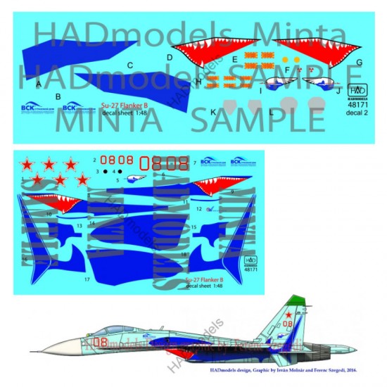 Decals for 1/48 Su-27 (Russian 08 shark)