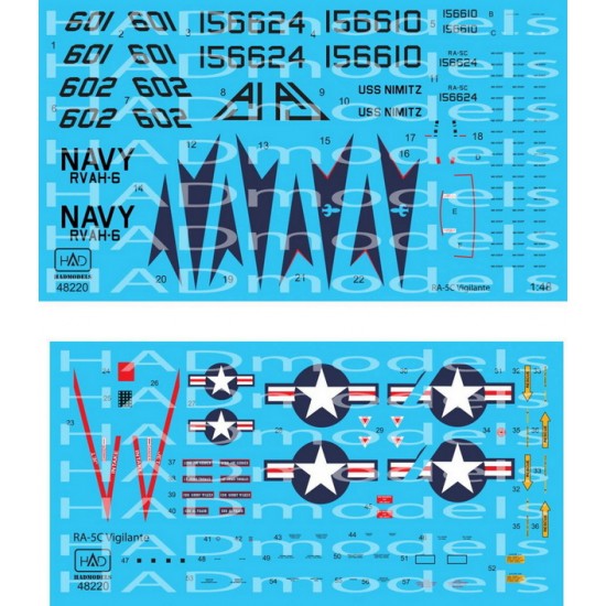 Decals for 1/48 RA-5C Vigilante USS Nimitz