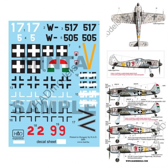 Decals for 1/72 FW-190 F-8 red 2/9, W517/505