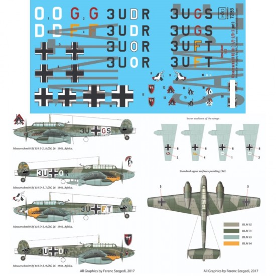Decals for 1/72 Messerschmitt Bf 110 D-3/E-2 "Africa" Part.2