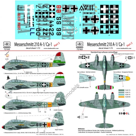 Decals for 1/72 Me 210 A-1/Ca-1 Part.2