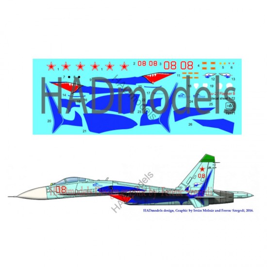 Decals for 1/72 Russian Su-27 08 Shark