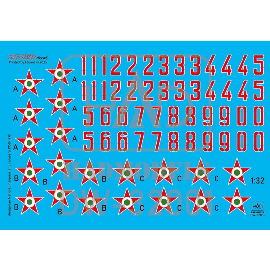 1/32 Hungarian National Insignias and Numbers 1950-1990 Decal sheet