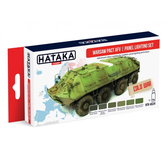 Acrylic Paint Set for Airbrush - Warsaw Pact AFVs / Panel Lighting Technique (17ml x 6)