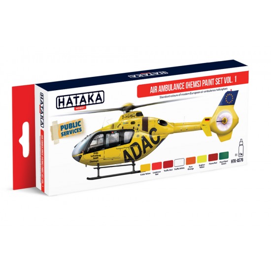 Acrylic Paint Set for Airbrush - Air Ambulance (HEMS) Vol.1: Modern European Air Ambulance Helicopters