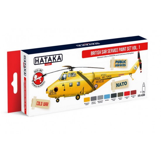 Acrylic Paint Set for Airbrush - British SAR Service Vol.1: RAF/RN Helicopters Standard (8x17ml)