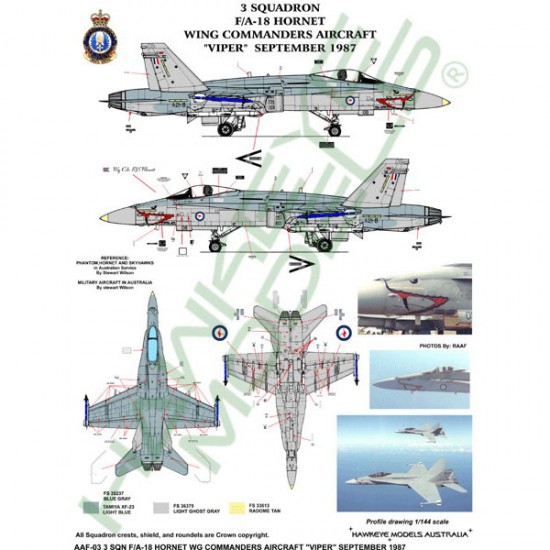 RAAF Decals for 1/32 McDonnell Douglas F/A-18A Hornet 3 SQN (Vipers 1987) A21-08