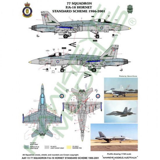 Hi Resolution Raaf Decals RAAF Decals for 1/48 McDonnell Douglas F/A-18A Hornet 77 SQN (Standard ...