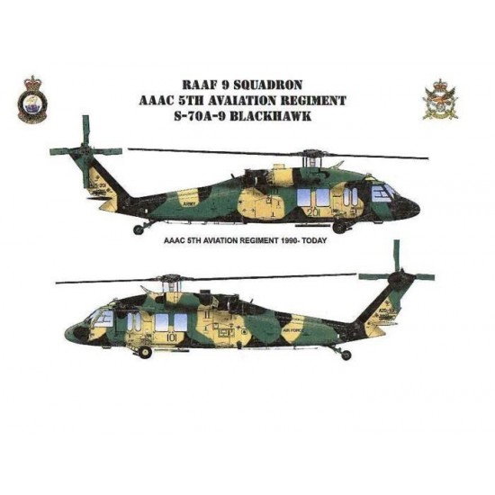 RAAF Decals for 1/72 Sikorsky S-70A-9 Blackhawk RAAF/Army Delivery Schemes