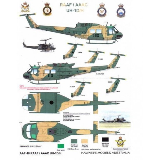 RAAF Decals for 1/32 Bell UH-1D/H RAAF/Army