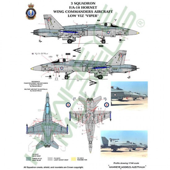 RAAF Decals for 1/72 McDonnell Douglas F/A-18A Hornet 3 SQN (Grey Vipers 1986) A21-08