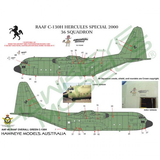 RAAF Decals for 1/48 Lockheed C-130H Hercules 36 SQN Single green ...