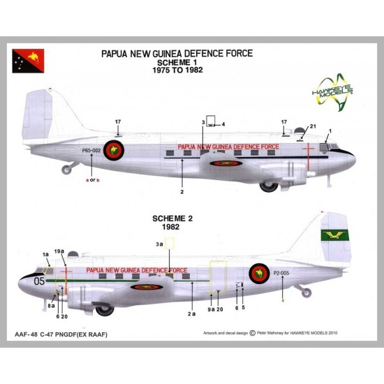 RAAF Decals for 1/144 Douglas C-47 Dakota Papua New Guinea Defence Force