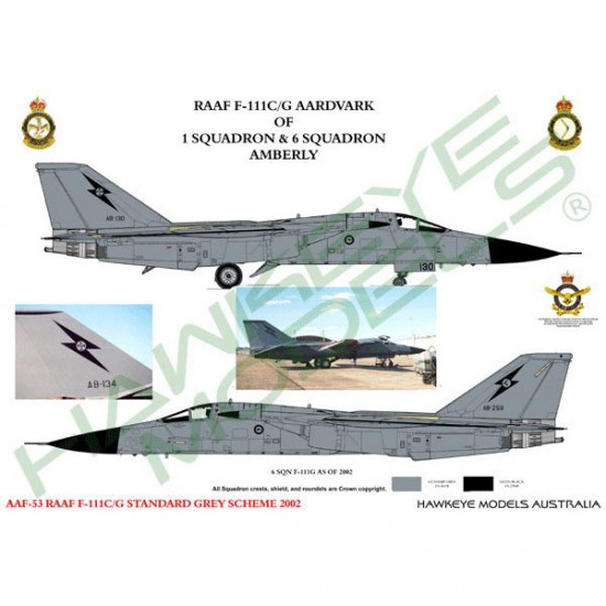 RAAF Decals for 1/72 General Dynamics 1 & 6 SQNs Standard markings (TWIN PACK)