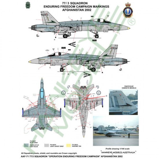 RAAF Decals for 1/48 F/A-18A Hornet 77 SQN / 3 SQN "Enduring Freedom" Afghanistan 2002