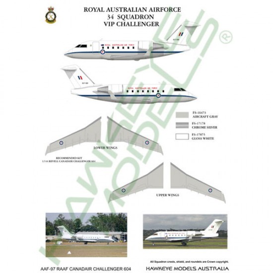 RAAF Decals for 1/144 Canadair / Bombardier CL-604 34 SQN VIP Transport