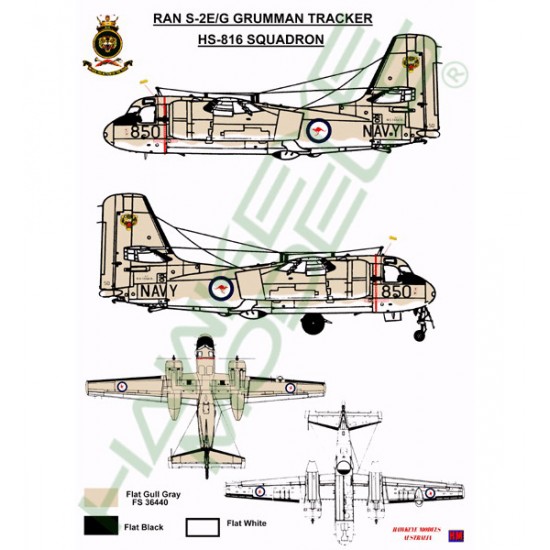 Royal Australian Navy Decal for 1/48 Grumman S-2E/G Tracker 816 SQN