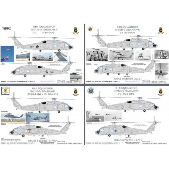 Royal Australian Navy Decal for 1/72 Sikorsky S-70B-2 Seahawk HS-816 SQN (Gulf War)