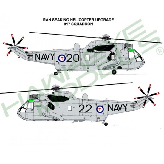 Australian RAN Decal for 1/144 Westland Sea King Mk 50A HS-817 SQN 1999 (current grey)