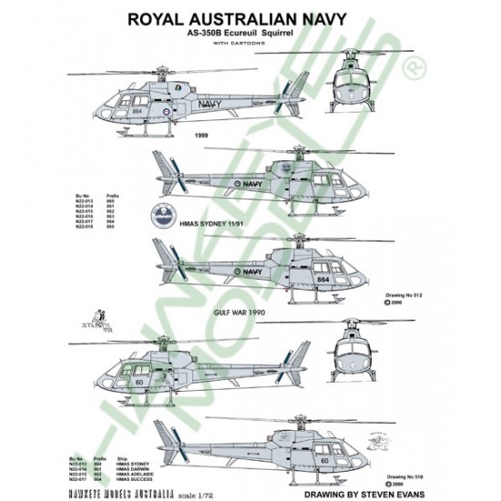 Royal Australian Navy Decal for 1/48 Aerospatiale AS-350B Squirrel Gulf War
