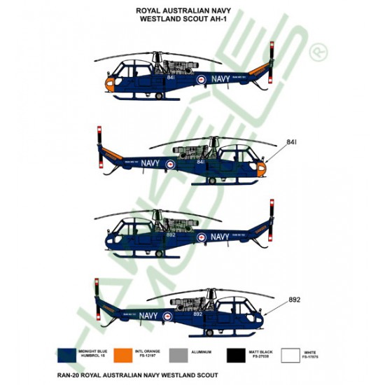 Royal Australian Navy Decal for 1/72 Westland AH-1 Scout