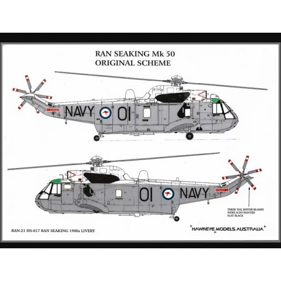 Australian RAN Decal for 1/144 Westland Sea King Mk 50A HS-817 SQN Original Delivery