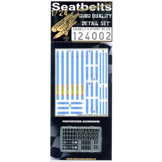1/24 Sabelt 6 point Harness/Seatbelts (Blue)