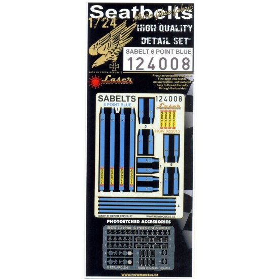 1/24 Sabelt 6 point Harness/Seatbelts (Blue) - Laser Cut