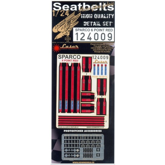 1/24 Sparco 6 point Harness/Seatbelts (Red) - Laser Cut