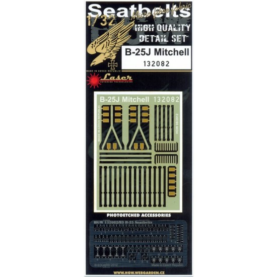 1/32 North American B-25J Mitchell Seatbelts (Laser Cut) for HK Models