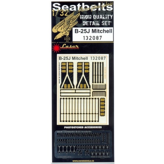 1/32 North American B-25J Mitchell Off-white Seatbelts (Laser Cut) for HK Models