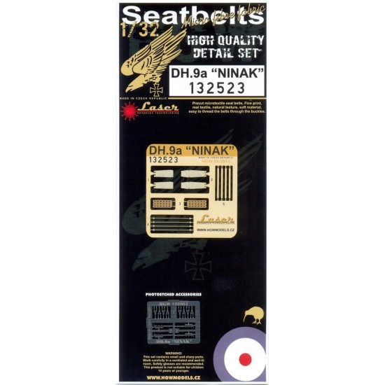 1/32 DH.9a Ninak Seatbelts (Laser Cut) for Wingnut Wing kit