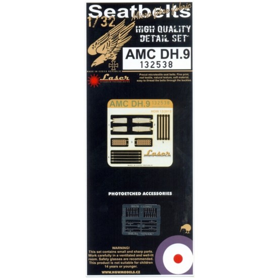 1/32 AMC DH.9 Seatbelts (Laser Cut) for Wingnut Wing kit