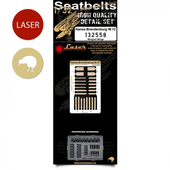 1/32 Hansa-Brandenburg W.12 Seatbelts for Wingnut Wings kit (Laser Cut) 