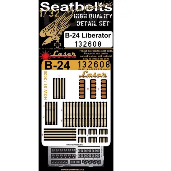 1/32 Consolidated B-24 Liberator Seatbelts (Laser Cut)