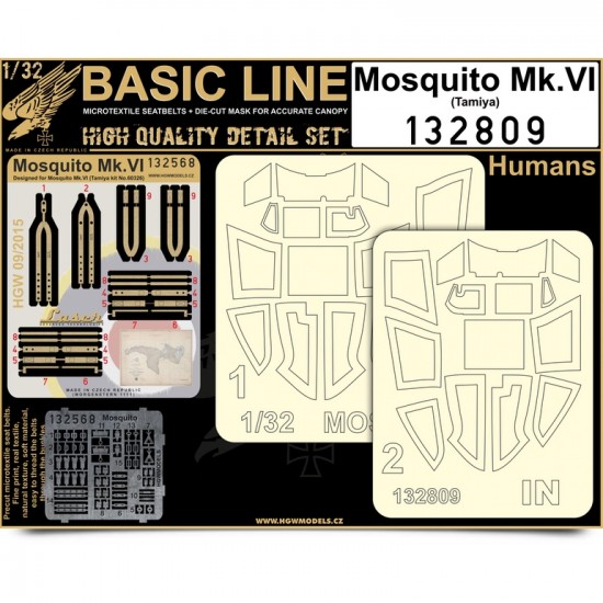 1/32 Mosquito FB Mk.VI Seatbelts (Laser Cut) & Paint Masks for Tamiya (Basic Line)