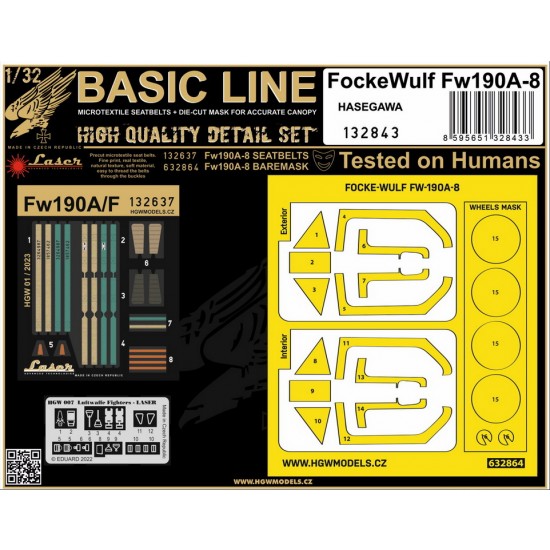 1/32 Focke-Wulf Fw190A/F-8 Seatbelts & Masking for Hasegawa kits [BASIC LINE]