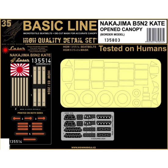 1/35 B5N2 KATE (opened canopy) Seatbelts and Masks for Border Model [Basic Line]