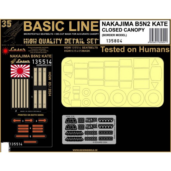 1/35 B5N2 KATE (closed canopy) Seatbelts and Masks for Border Model [Basic Line]