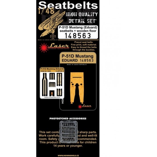 1/48 North American P-51D Mustang Seatbelts & Wooden Floor for Eduard kits