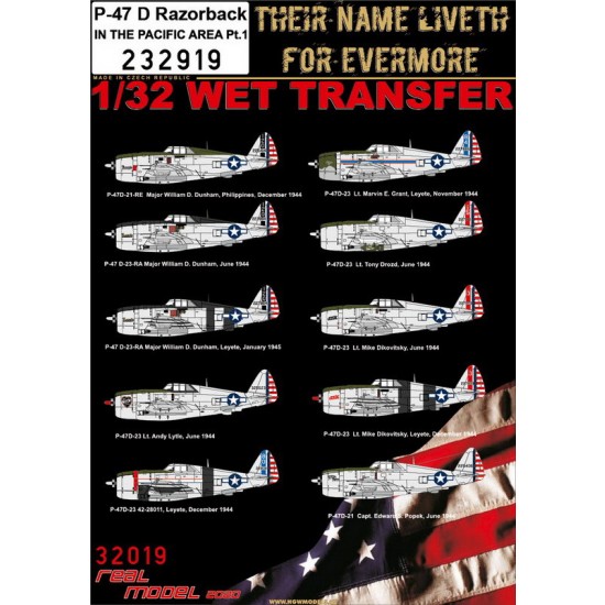 Decals for 1/32 P-47D Razorback In The Pacific Area Pt.1 (wet transfers)