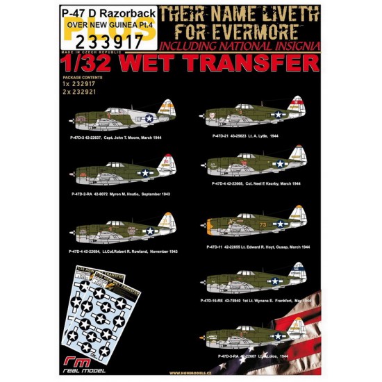 Decals for 1/32 P-47D Over New Quinea Pt.4 (wet transfers)