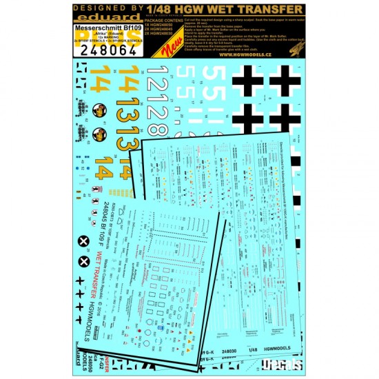1/48 Bf109 "Afrika" Stencils & Markings for Eduard kits PLUS